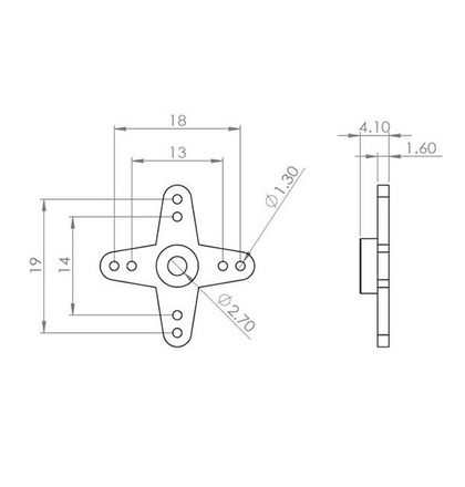 O0002030-1 - Plastic cross servo horn package (L: 13/14/18/19 mm)